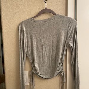 Kittenish Key Hole Tie Long Sleeve Tee